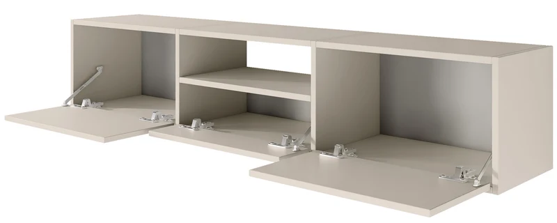 Hängender TV-Schrank Framme mit drei Klappen und Fach, 150 cm, Kaschmir