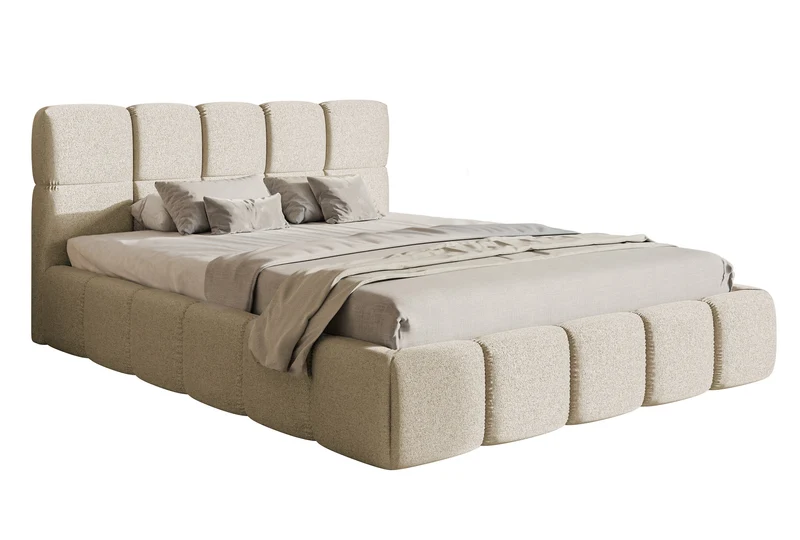 Polsterbett 160x200 cm Cloudy hellbeige Chenille wasserabweisend