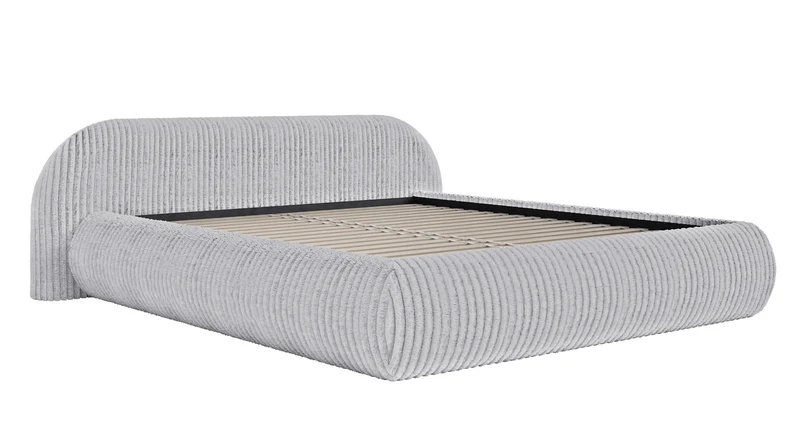 Gepolstertes Bett 160x200 cm Shels Low grau dicker Cord