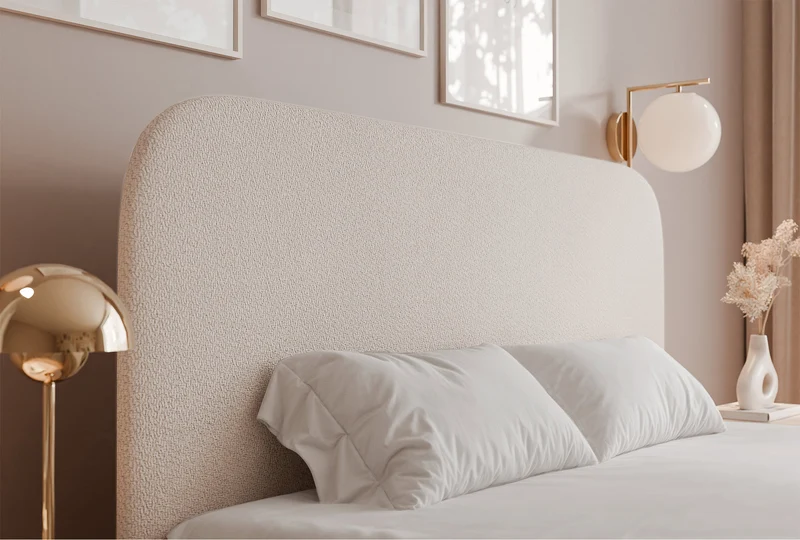 Polsterbett 160x200 cm Sonvivo mit Bettkasten, hellbeiger Chenille-Stoff, Metallrahmen