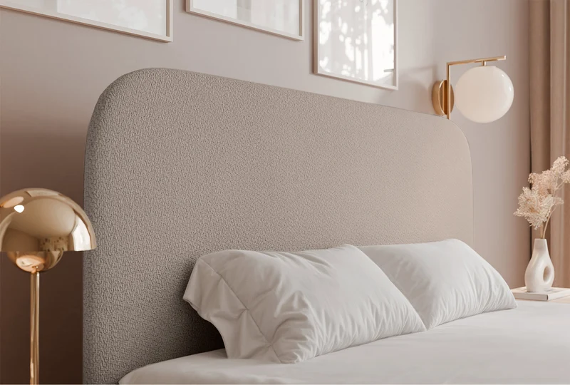 Polsterbett 140x200 cm Sonvivo mit Bettkasten, beige Chenille, Metallrahmen
