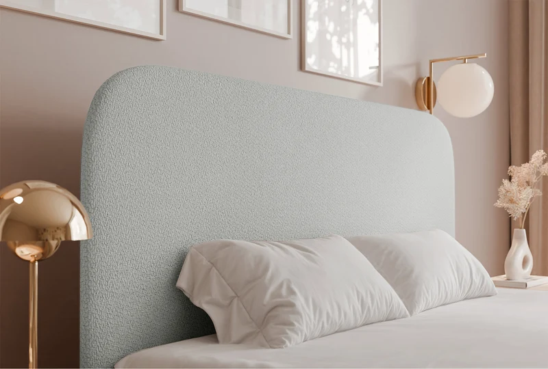 Gepolstertes Bett 160x200 cm Sonvivo mit Bettkasten, hellgrauer Chenille-Bezug, Metallrahmen