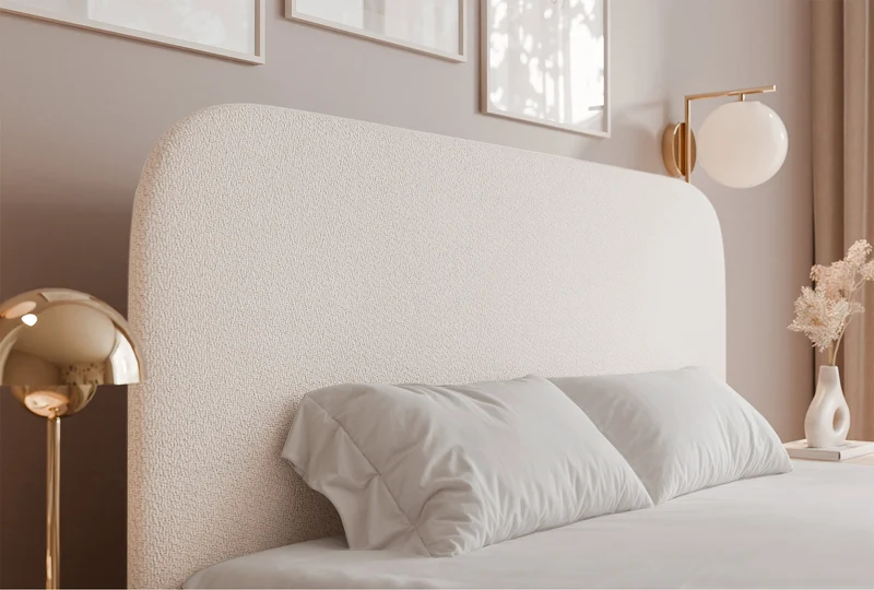 Gepolstertes Bett 160x200 cm Sonvivo mit Bettkasten, cremefarben, Chenille, Metallrahmen