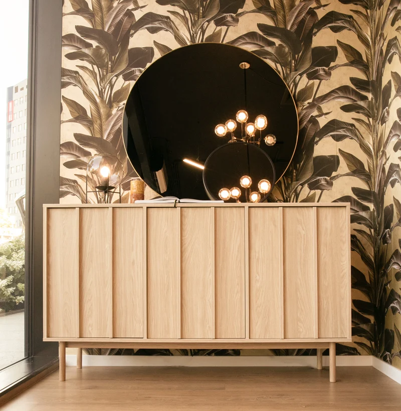 Drehtür-Kommode Neksto 150 cm geölte Eiche