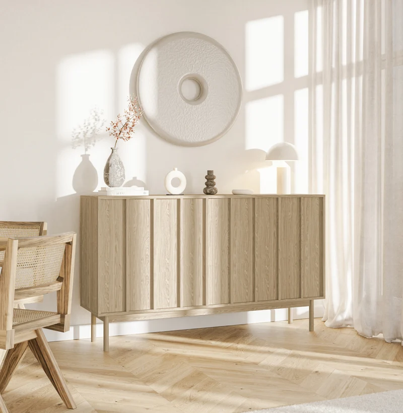 Drehtür-Kommode Neksto 150 cm geölte Eiche