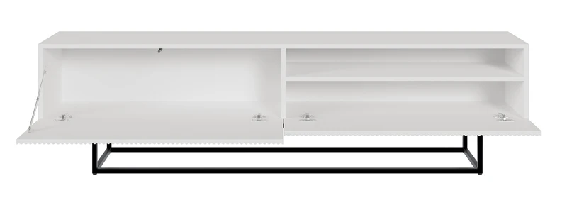 TV-Schrank Veldio mit gefräster Front und Nische, 175 cm, Weiß mit schwarzen Beinen