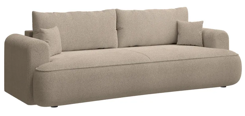 Dreisitziges ausklappbares Sofa Ovo mit Stauraum, beige Chenille
