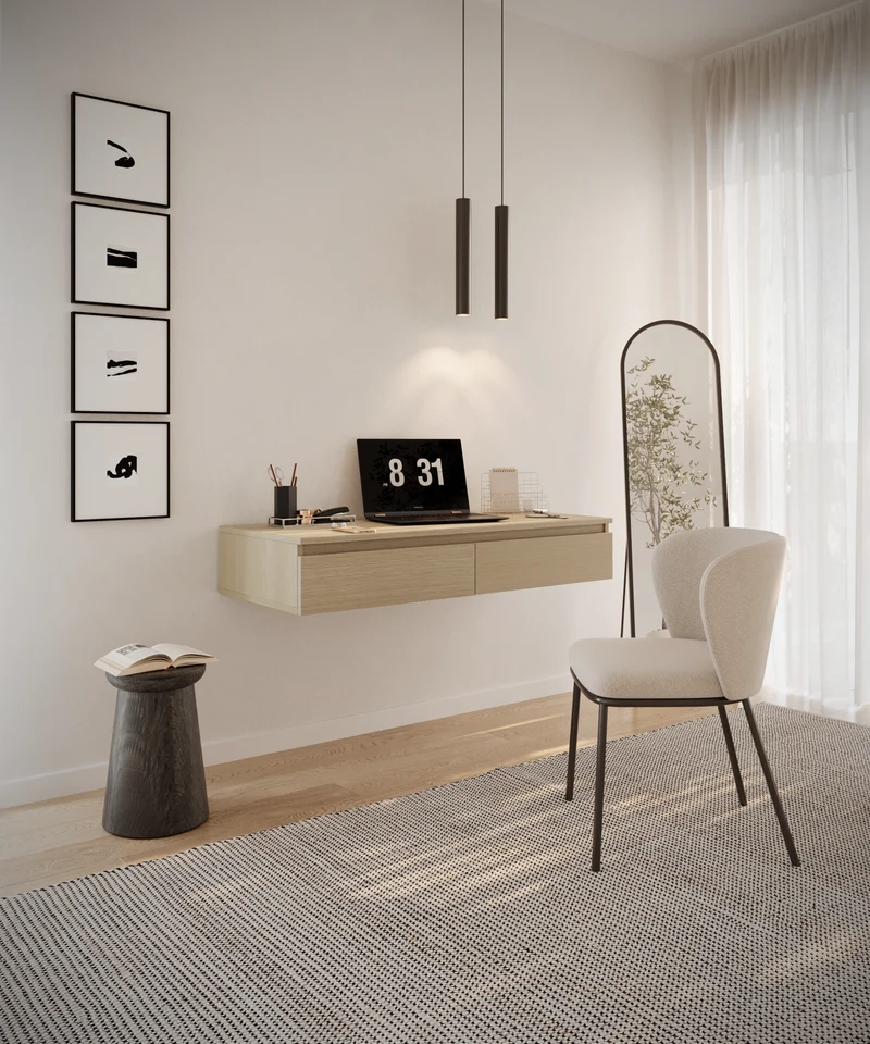 Hängender Schminktisch Bemmi mit Schubladen, 120 cm, Lindberg-Eiche