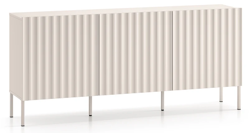 Drehtür-Kommode Derriva mit gerillten Fronten, 170 cm, Kaschmir