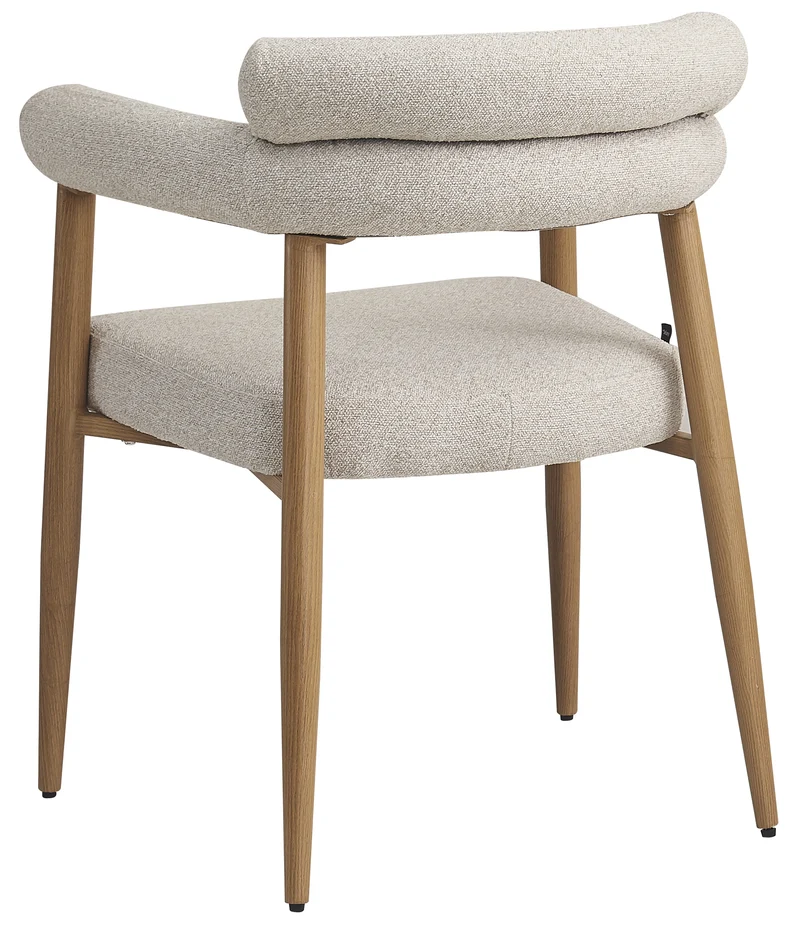 Bezogenes Esszimmerstuhl Pragess in Beige Bouclé/Natur Eiche