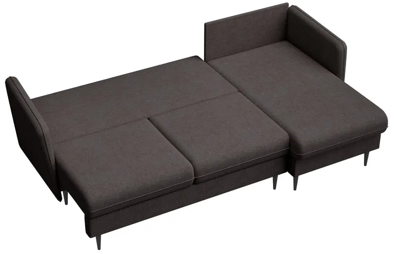 Ecksofa mit Schlaffunktion Volio L-förmig dunkelgrauer Chenille Stoff schwarze Beine