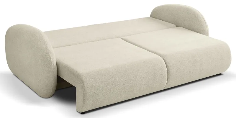 Dreisitziges ausklappbares Sofa Ovally mit Stauraum, beige Chenille