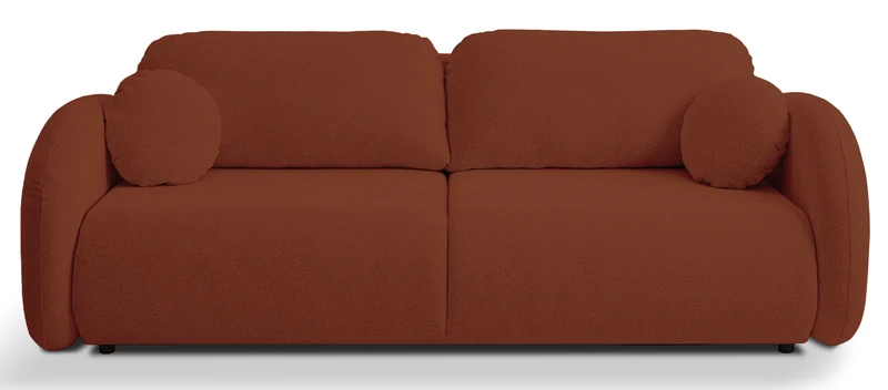 Dreisitziges ausklappbares Sofa Ovally mit Stauraum, kupferfarbenes Chenille