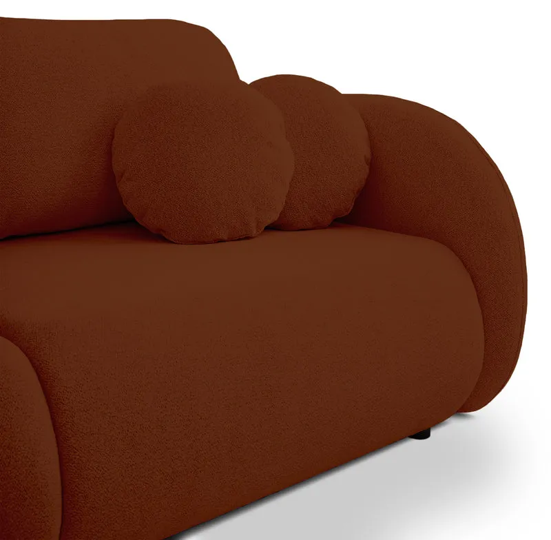 Dreisitziges ausklappbares Sofa Ovally mit Stauraum, kupferfarbenes Chenille