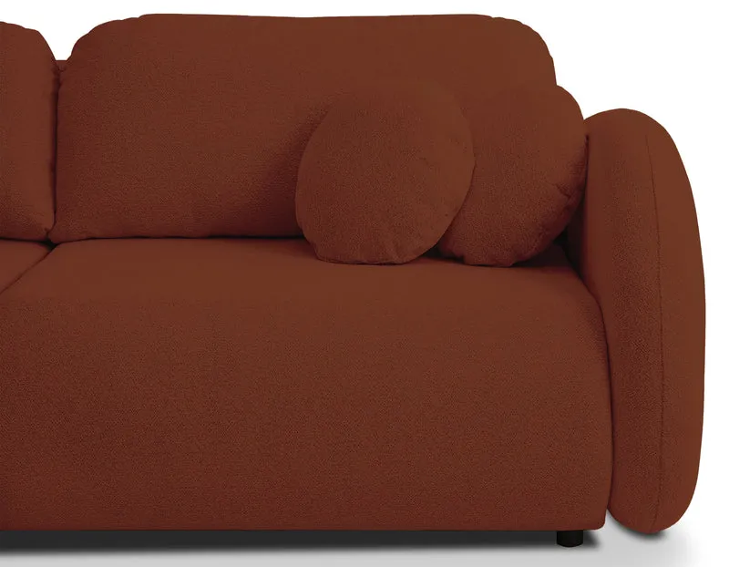 Dreisitziges ausklappbares Sofa Ovally mit Stauraum, kupferfarbenes Chenille