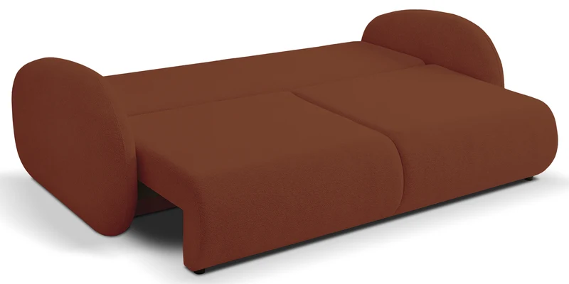 Dreisitziges ausklappbares Sofa Ovally mit Stauraum, kupferfarbenes Chenille