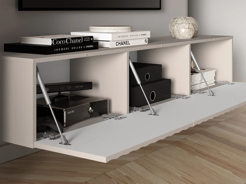 Hängender TV-Schrank Derriva mit geriffelten Fronten, 170 cm, Kaschmirfarben