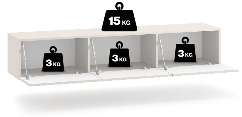 Hängender TV-Schrank Derriva mit geriffelten Fronten, 170 cm, Kaschmirfarben