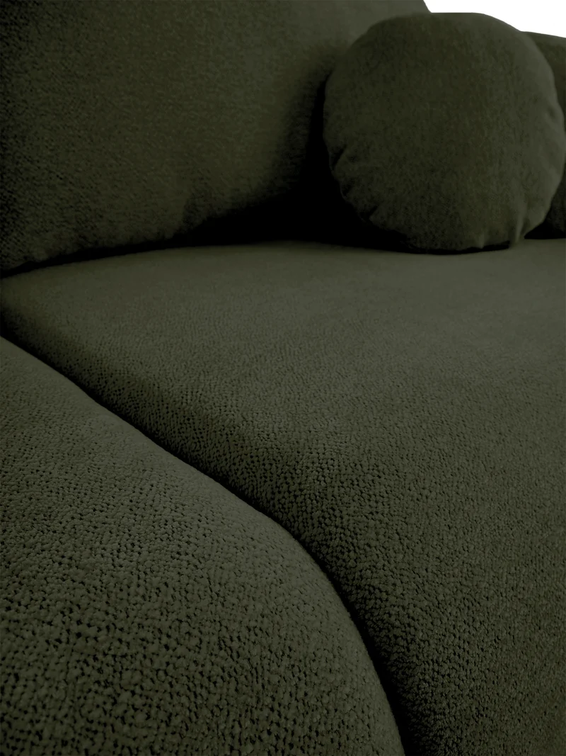 Dreisitziges ausklappbares Sofa Ovally mit Stauraum, olivgrüner Chenille