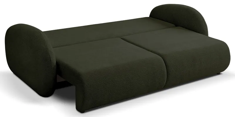 Dreisitziges ausklappbares Sofa Ovally mit Stauraum, olivgrüner Chenille