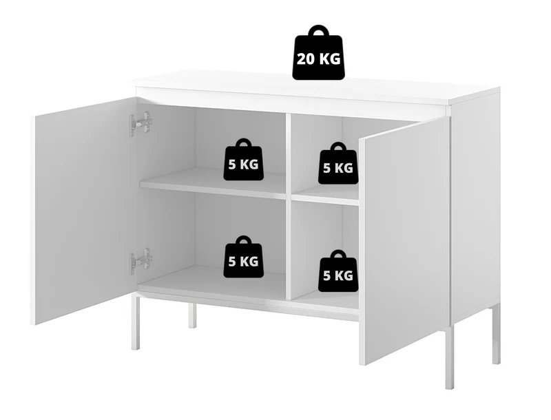 Zweittürige Kommode Bemmi 100 cm schwarz mit schwarzen Beinen