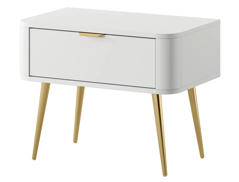 Ovaler Nachttisch mit Schublade 63 cm Weiß