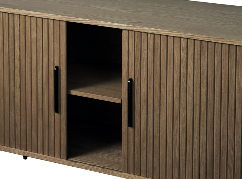 Kommode Gativel 180x76 cm Lamellen in gebranntem Eichenholz