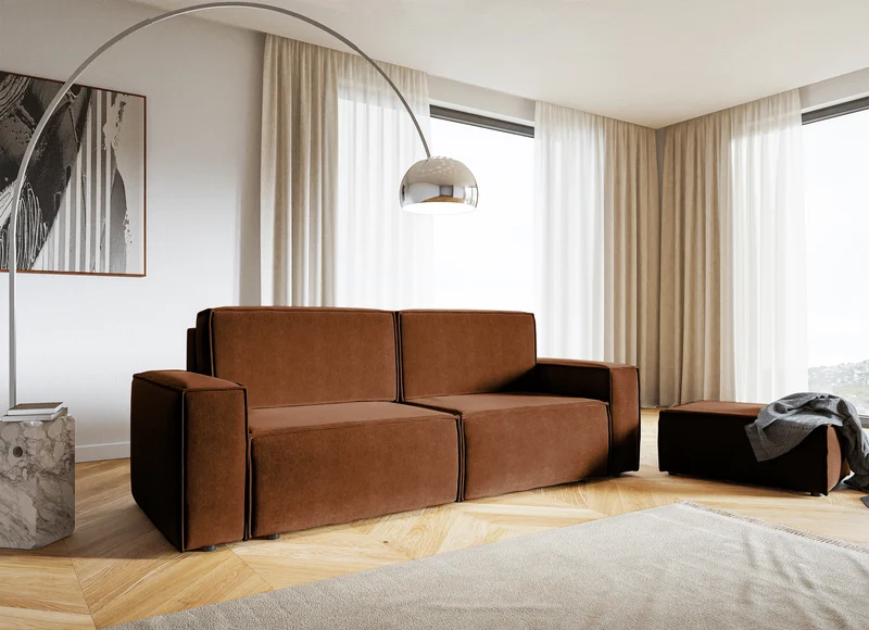Sitzhocker Copertino 65x90 cm kupferfarbener Velours, wasserabweisend