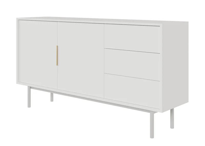 Zweitrürige Kommode Viviaro mit drei Schubladen, 154 cm, Weiß