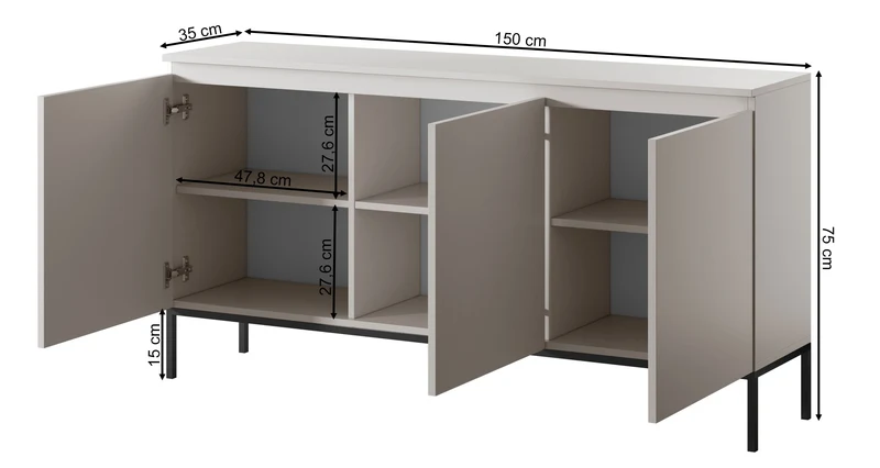 Drehtür-Kommode Bemmi 150 cm Kaschmir
