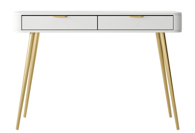 Schminktisch mit Schubladen Oval 112 cm Weiß