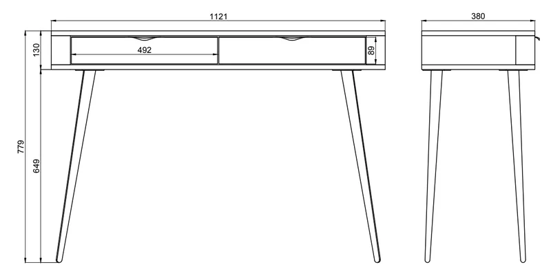 Schminktisch mit Schubladen Oval 112 cm Weiß