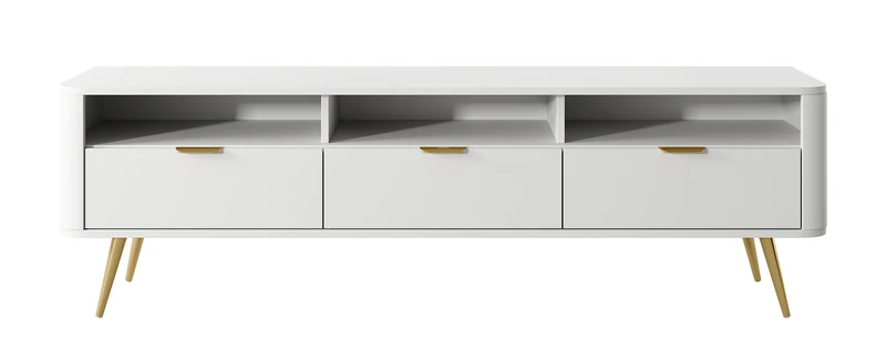 Ovaler TV-Schrank 160 cm mit Nischen Weiß