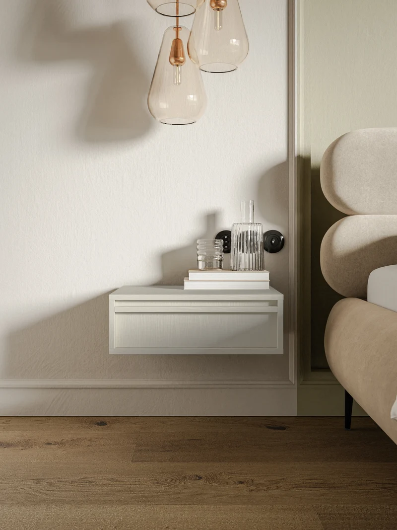 Hängender Nachttisch Evo mit Schublade 50 cm Sandbeige