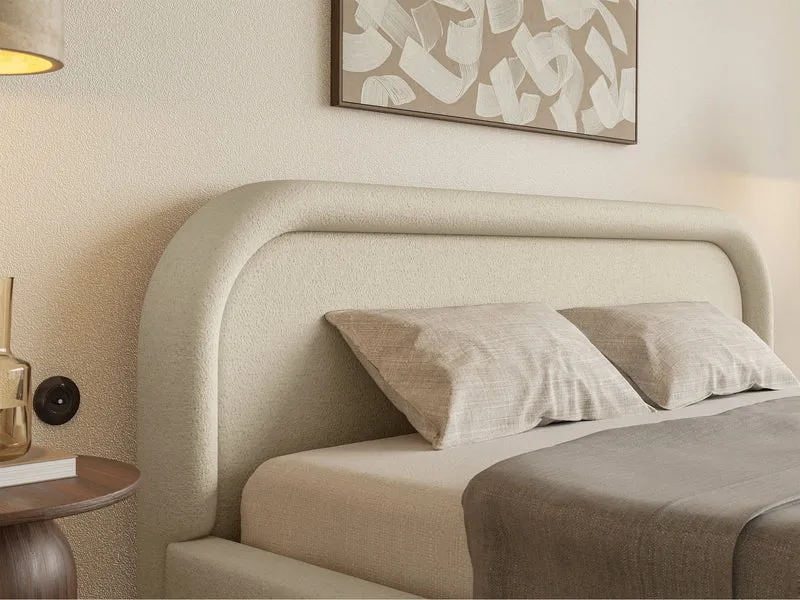 Polsterbett 140x200 cm Ruvi mit Stauraum, beige Chenille