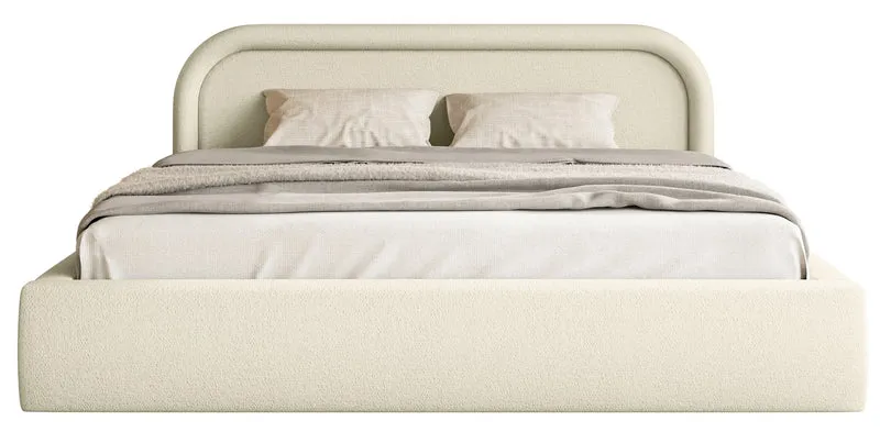 Polsterbett 140x200 cm Ruvi mit Stauraum, beige Chenille