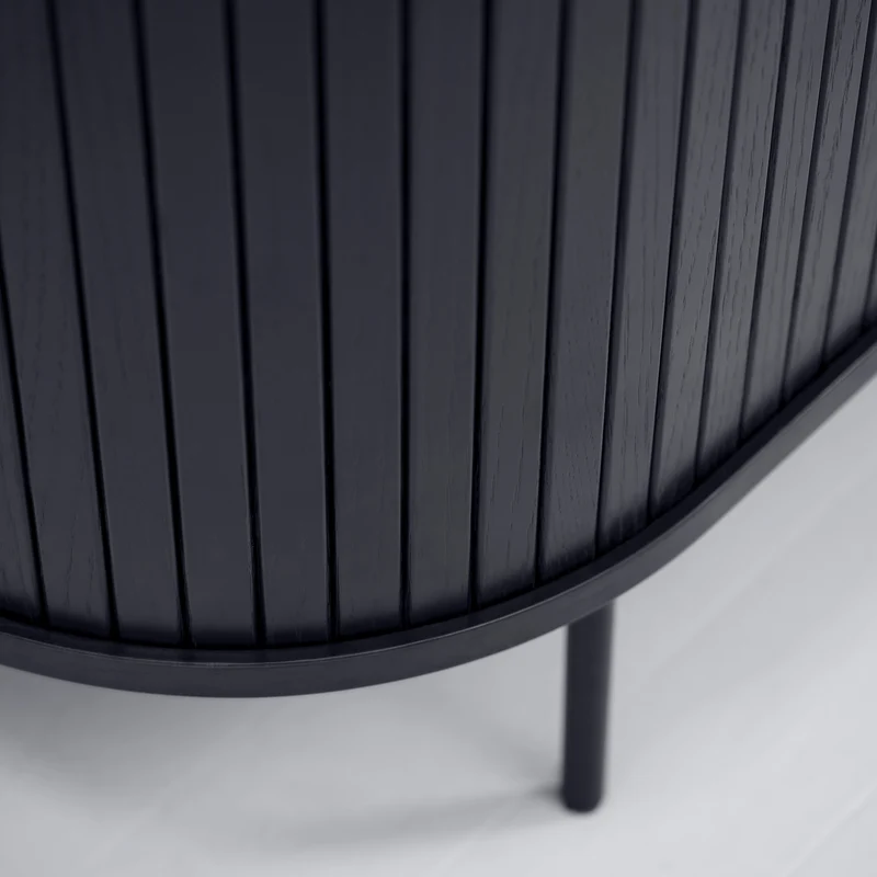 TV-Schrank Gativel 180 cm Lamellen Eiche Schwarz
