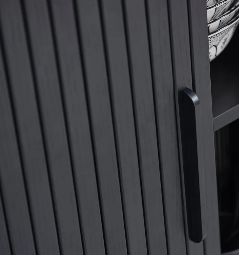 TV-Schrank Gativel 180 cm Lamellen Eiche Schwarz