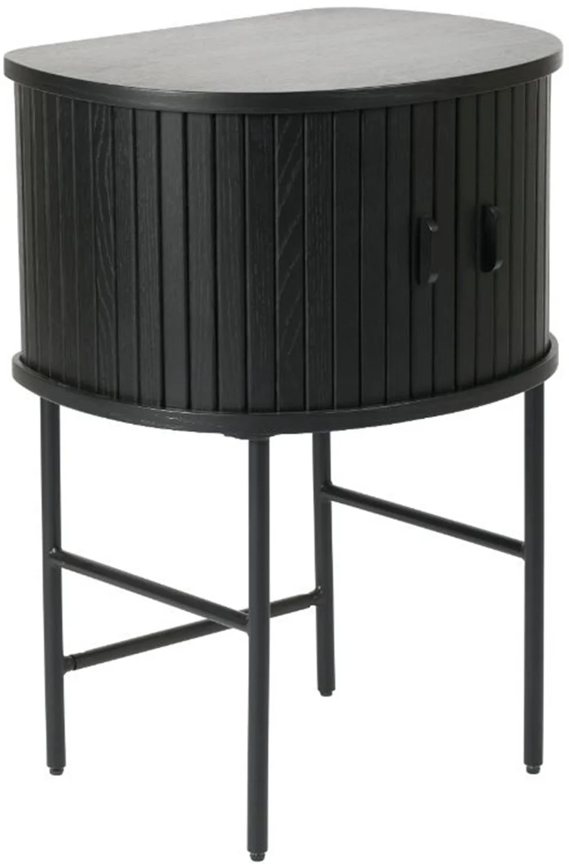 Nachttisch Gativel 50x70 cm Lamellen Eiche Schwarz