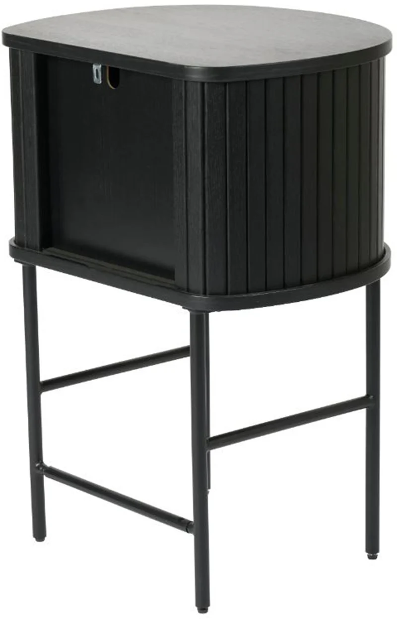 Nachttisch Gativel 50x70 cm Lamellen Eiche Schwarz