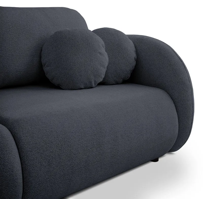 Dreisitziges ausklappbares Sofa Ovally mit Stauraum, dunkelgrauer Chenillestoff