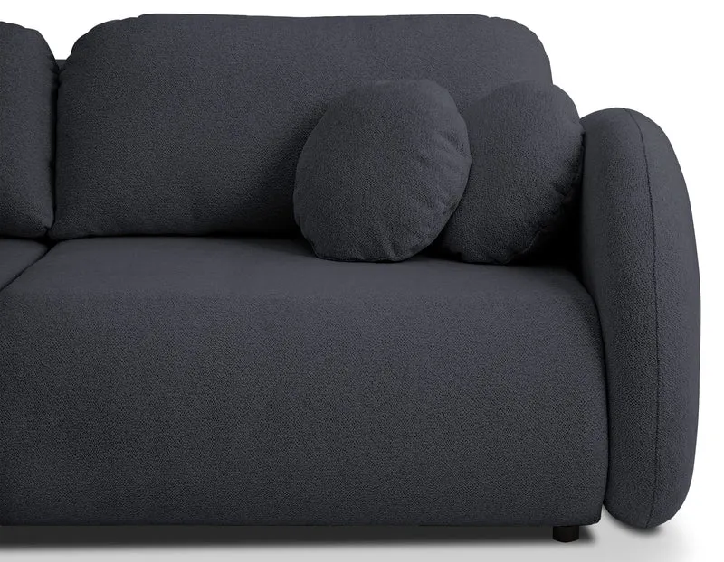 Dreisitziges ausklappbares Sofa Ovally mit Stauraum, dunkelgrauer Chenillestoff