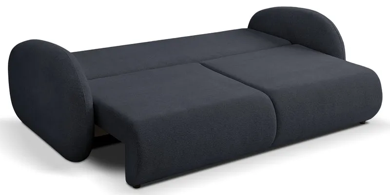 Dreisitziges ausklappbares Sofa Ovally mit Stauraum, dunkelgrauer Chenillestoff