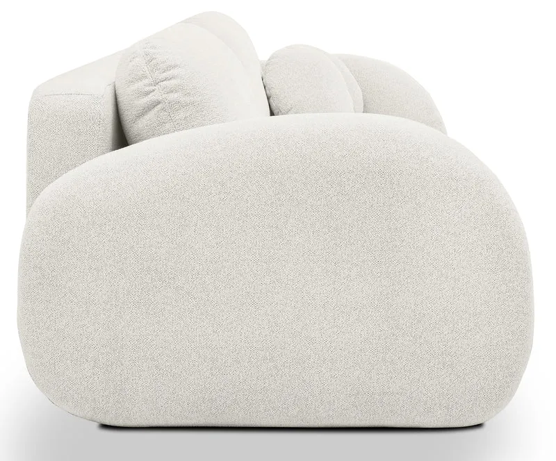 Dreisitziges ausklappbares Sofa Ovally mit Stauraum, cremefarbenes Chenille
