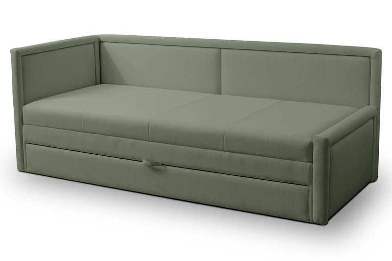 Jugendbett Caprili mit Stauraum Salbeigrünes Geflecht Universal