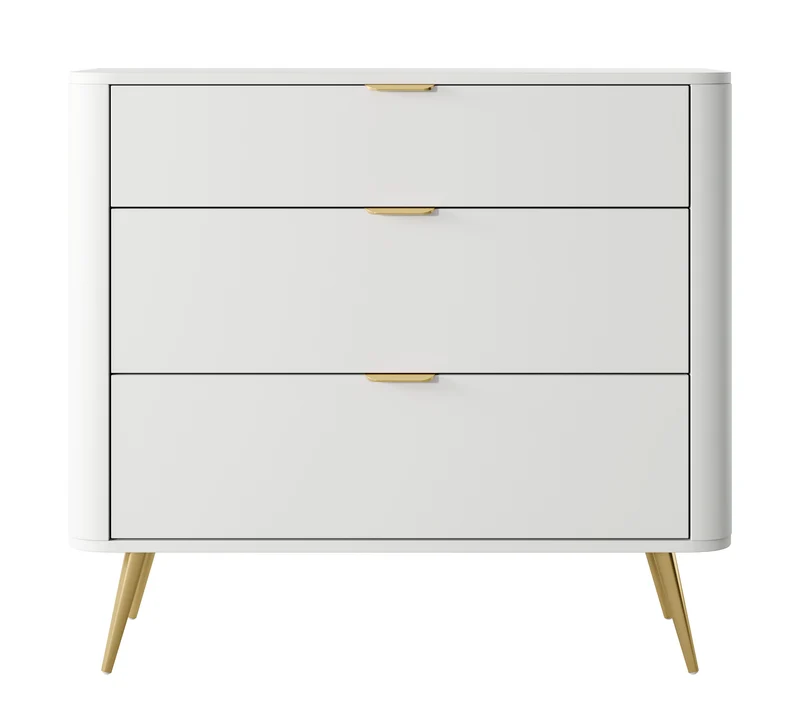 Ovaler Kommode mit drei Schubladen 92 cm Weiß