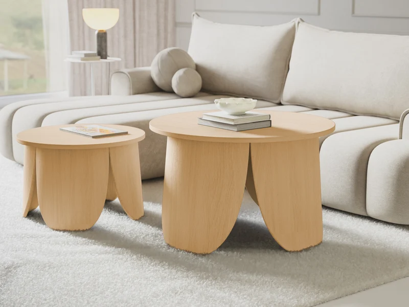 Runder Couchtisch Vivially Durchmesser 60 cm natürliche Eiche