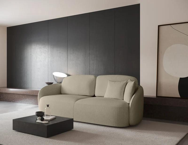 Dreisitziges ausklappbares Sofa Savoy mit Stauraum, beige, hydrophobes Chenille