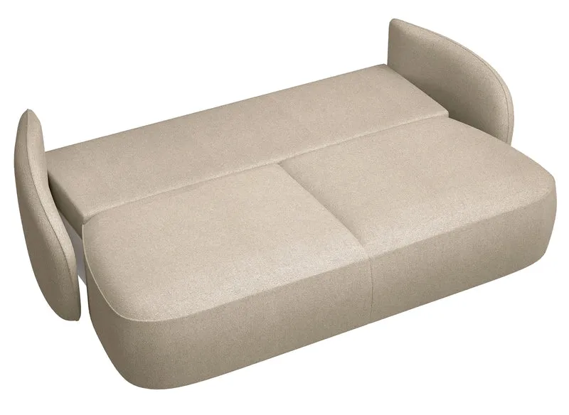 Dreisitziges ausklappbares Sofa Savoy mit Stauraum, beige, hydrophobes Chenille