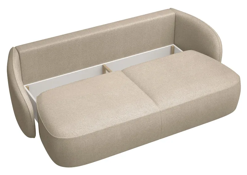 Dreisitziges ausklappbares Sofa Savoy mit Stauraum, beige, hydrophobes Chenille